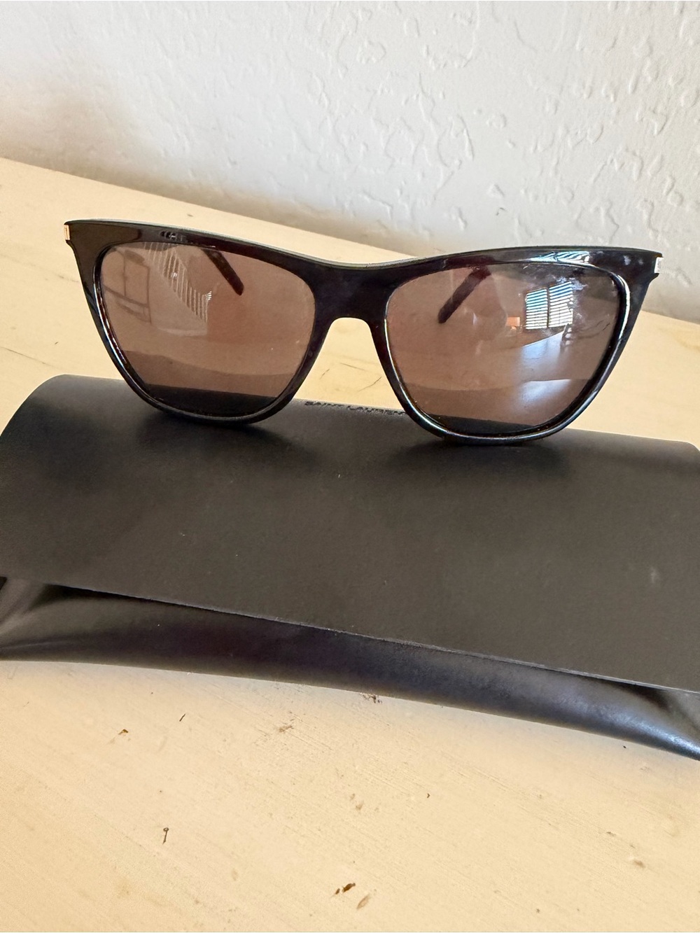 Yves Saint Laurent Black Sunglasses with Brown Lenses